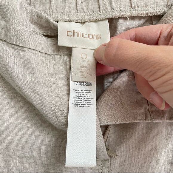 Chico's 100% Linen Pants women’s S cream beige wide leg - Picture 5 of 7